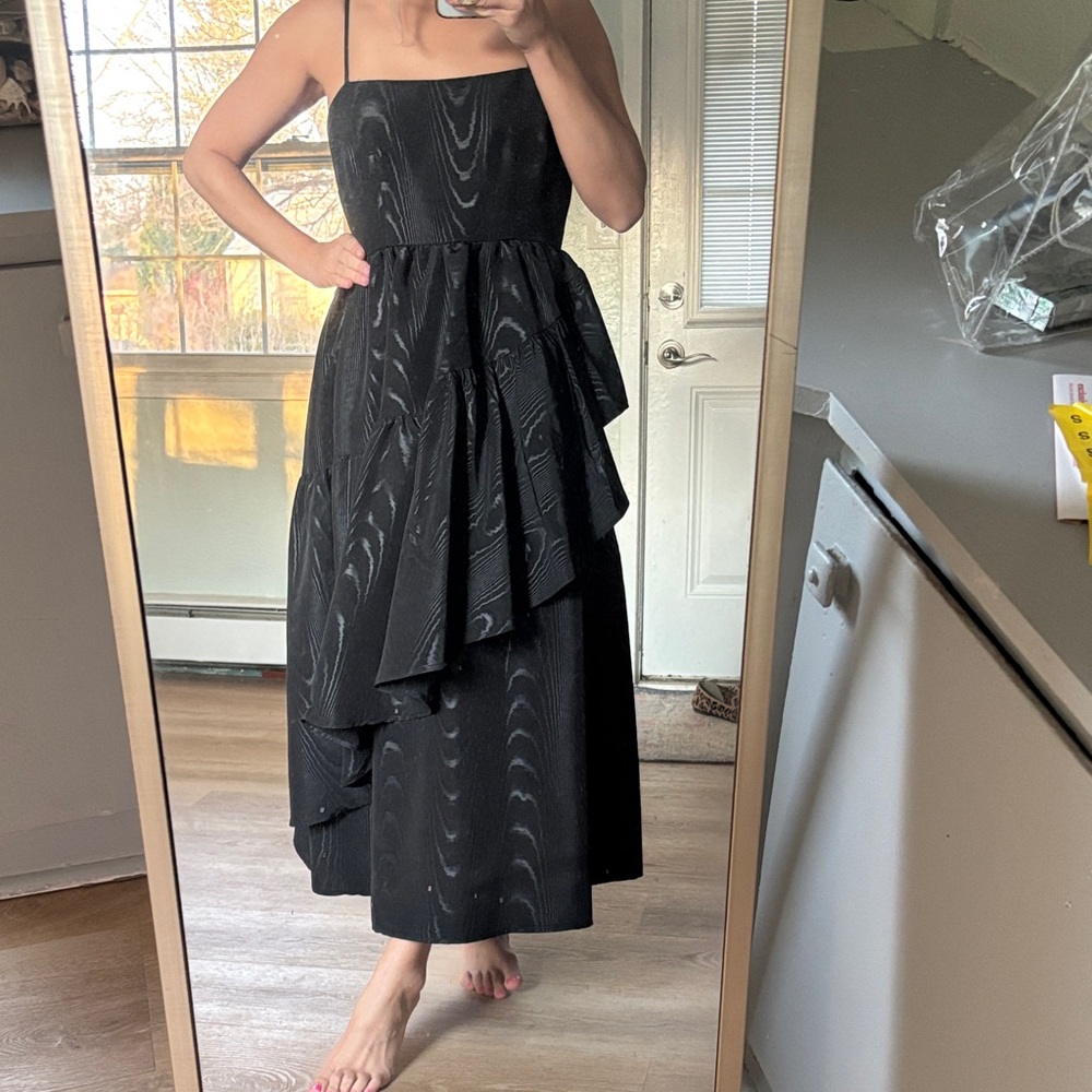 NWT Kate Spade Elegant Black Ruffle Strap Dress - Women's Evening Dress